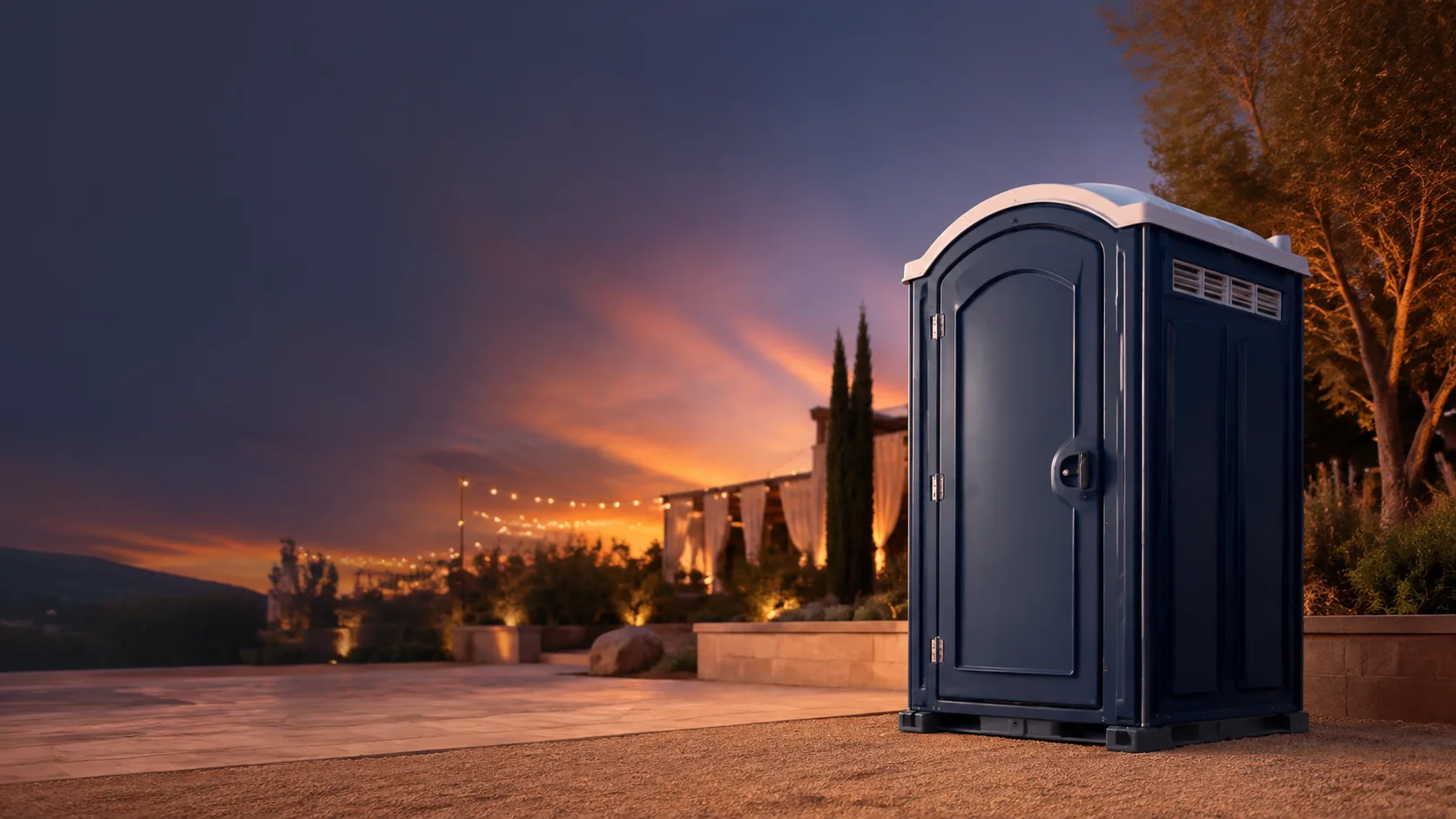 Portable restroom shown for rental planning in Troy, MI